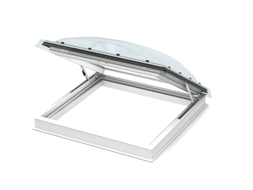 Finestra per Uscita Tetto per tetti piani Velux - CXP S04H PVC Bianco - Vetro Antieffrazione + Cupola Opalina - Apertura a Vasistas manuale