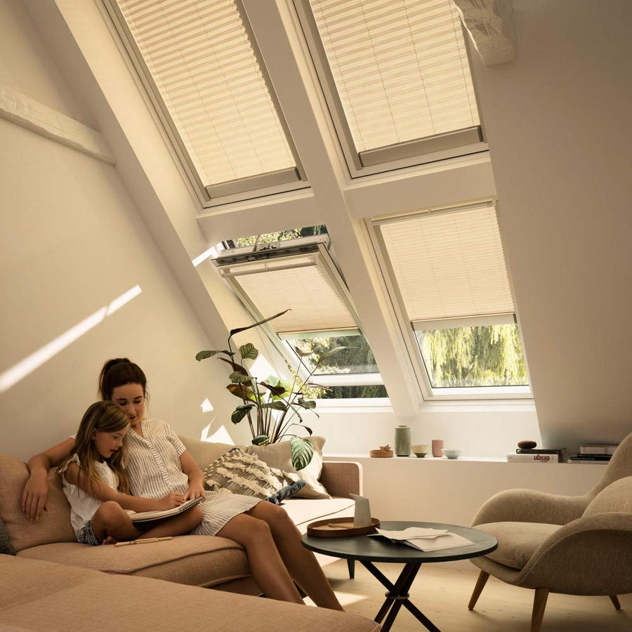Tenda interna filtrante plissettata Velux - FML - Guide in alluminio Bianco - Elettrica