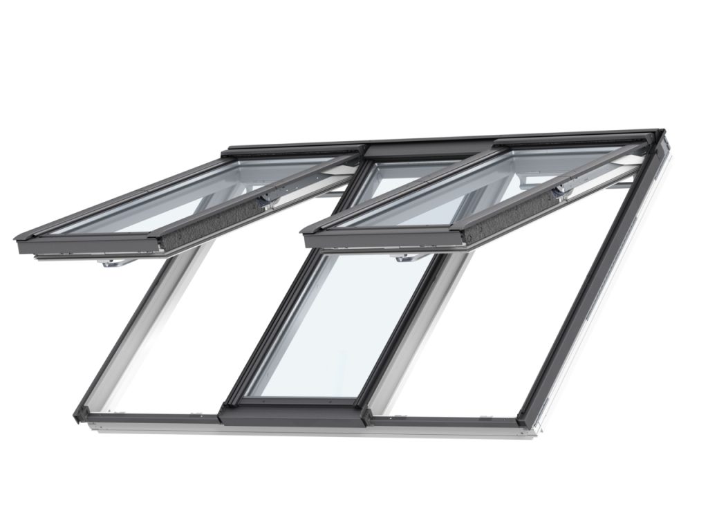 Finestra 3 in 1 per tetti a falda Velux - GPLS 2066 Legno Laccato Bianco - Vetro Energy Clima - Vasistas/Bilico manuale