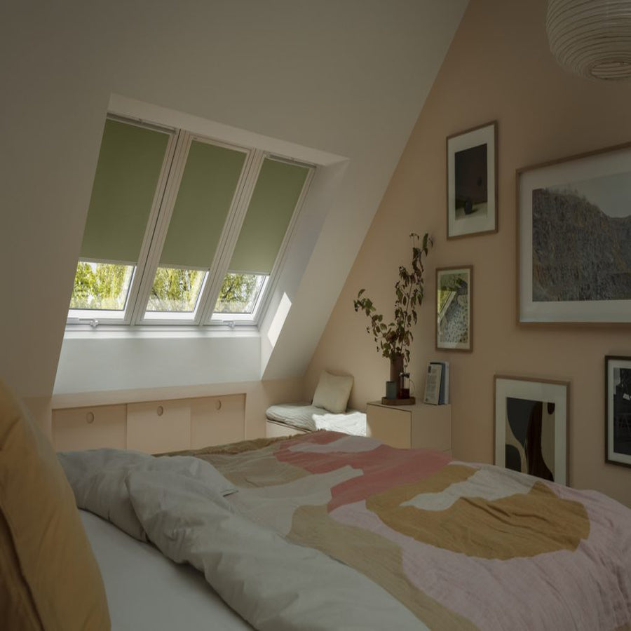 Tenda interna oscurante a rullo Velux - DKY - Collezione Natura - Guide in alluminio Bianco - Manuale