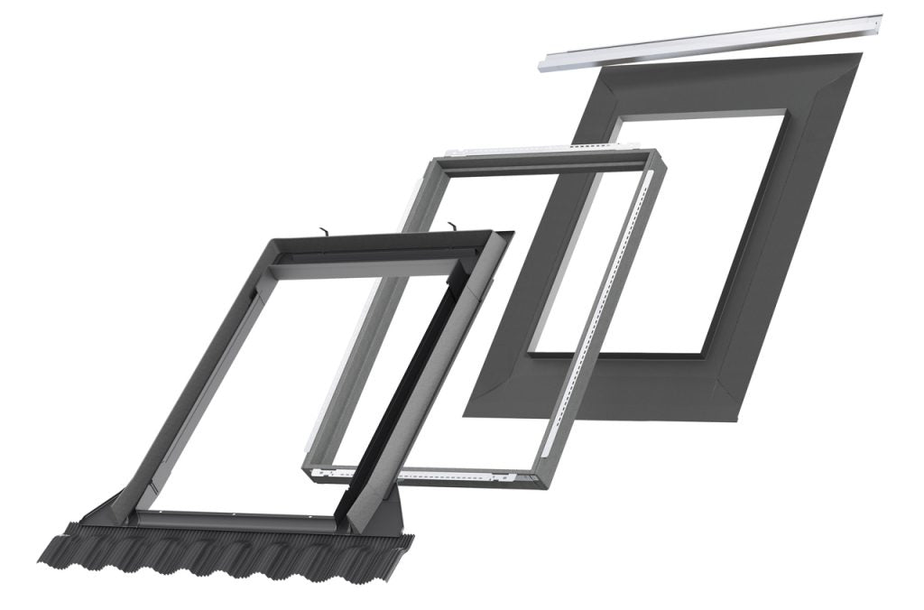 Raccordo Velux + Collare Impermeabilizzante + Cornice Isolante - EDWS 2000S - VELUX 3 in 1 - Per Manti di Copertura SAGOMATI