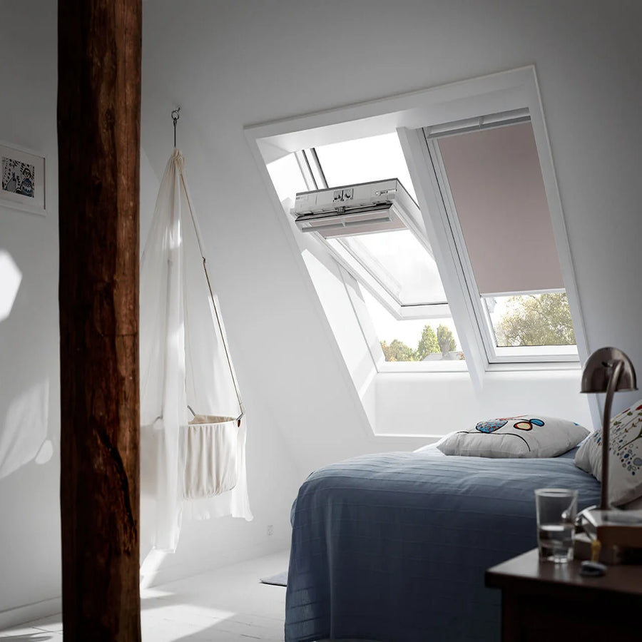 Tenda interna oscurante a rullo Velux - DSL - Guide in alluminio Bianco - Solare