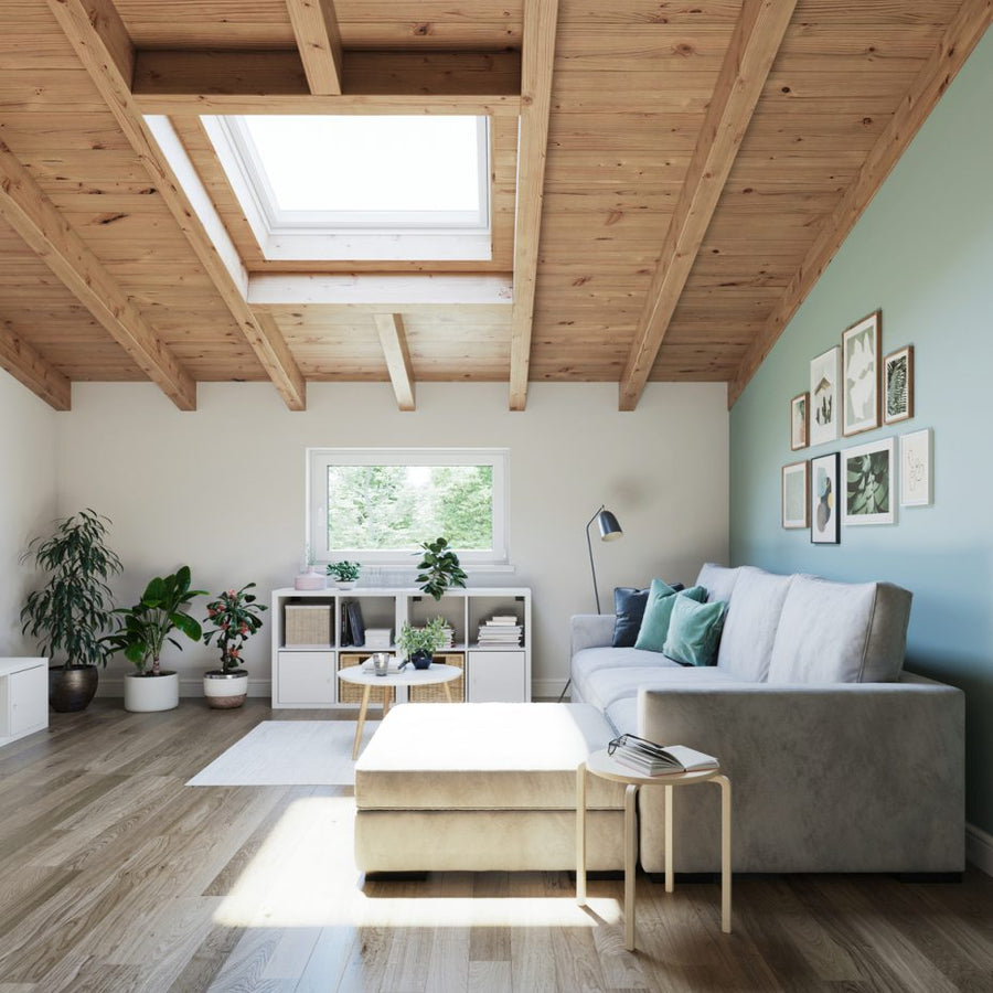 Finestra per tetti a Bassa Pendenza Velux - GBL S10G02 Legno Laccato Bianco + EDG e BFX - Vetro Triplo - Solo bilico Manuale